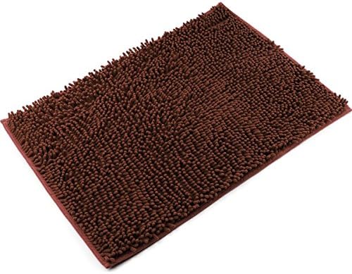 LIYINGKEJI Non-slip Microfiber Shag Bathroom Mat 20 x 32-Inches Microfiber, Super Soft Bathroom Mat/ Bath Rug (brown)