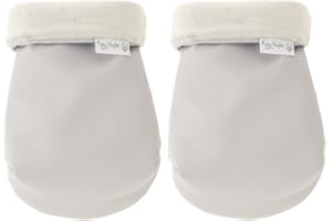 Manoplas Carrito Bebé Rosy Fuentes- Con Forro Polar Interior - Guantes para Carro Bebé - Tejido Suave y Agradable - Manoplas Carro Bebé Universales 0-gris
