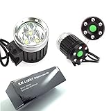 KK-LIGHT - Faro CREE XML T6 3 LED per bicicletta, 4 modalità, 3600 Lumen + batteria + caricabatterie