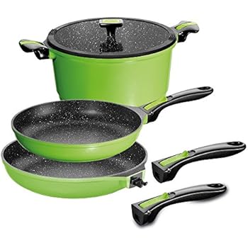 STONELINE® Kochgeschirr-Set, 8-teilig, mit Glasdeckeln