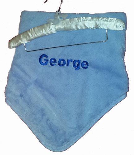 Personalised Embroidered Supersoft velour fur Baby Pram Buggy Blanket Blue Boy