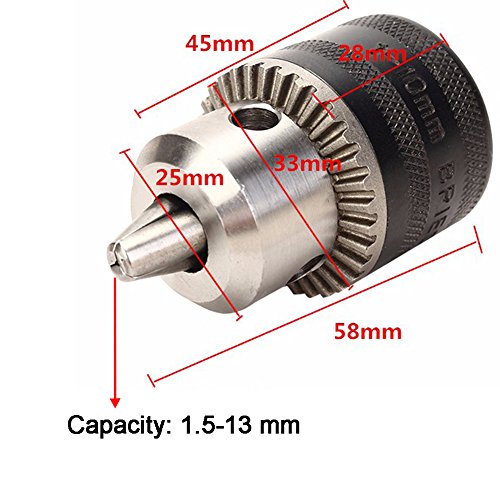 JTENG DIY Zahnkranzbohrfutter 1.5-13, 1/2 Zoll-20 Bohrfutter mit Schlüssel und SDS Plus Adapter - 6