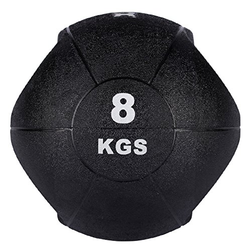 Medizinball mit Griffen Profi 3 – 10 kg von POWRX | schwarz Gewichtsball Studioqualität - 5