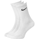 Nike 3Ppk Value Cotton Crew Unisex Socks, White/Black, Size M 10-12