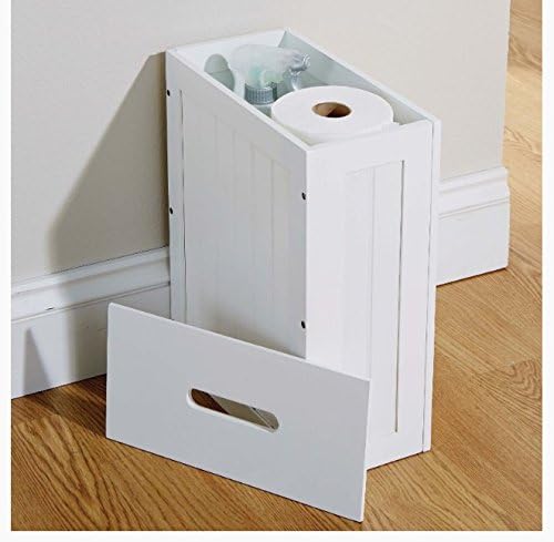 Bathroom Storage Slimline Cabinet in White Finish Perfect for Bathroom/Toilet Essentials - Spacious Storage. Assembly Required.