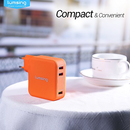 Lumsing Quick Charge 3.0 35W USB Ladegerät Wand Ladeadapter, 1 Port QC3.0 + 2 Port mit Smart IC Technologie Wall Charger für iPhone7/ 7Plus, iPad, HTC One A9/M9, Nexus 6, LG G5 V10 ,Smartphones Tablets und andere USB-ladende Geräte (Orange) - 7