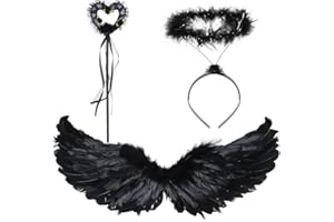 Meiruier Ali d'Angelo Costume, Bacchetta Magica Principessa, per Halloween Karneval e Feste di Cosplay (Black)