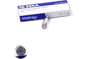 ESKA 10 fusibili, medi e temporizzati (M) 250 V CA/12,5 A, in vetro, 5 x 20 mm