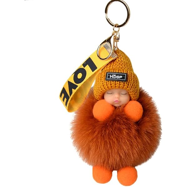 Schlafende Baby-Puppe Schlüsselanhänger Aus Plüsch – Flauschig, Weiß, Ca. 15x8 Cm – Süßes Geschenk