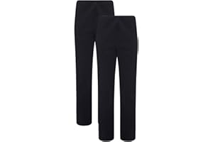 UC Pack of 2 Ribbed Work Trousers for Women UK, Navy Black Trousers Women Ladies Nurse Carer Comfy Pants Womens Trousers Elasticated Waist High Rise Bootleg Stretch Bottoms Sizes 8-39