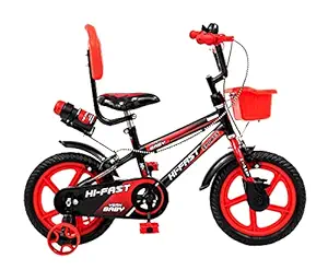 Hi-Fast 14 inch Sports Kids Cycle for Boys & Girls 3 to 5 Years with Training Wheels (90% Assembled)