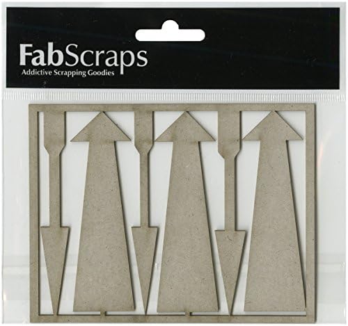FabScraps Die-Cut Gray Chipboard Embellishments Arrows, Acrylic, Multi-Colour, 3.5 x 1/3.5 x 5-Inch
