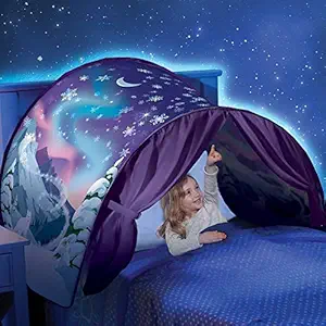 MUREN Kids Dream Bed Tent Twin Size - Deluxe Space Adventure & Unicorn & Winter Wonderland Play Tents Boys Girls, Pop up & Foldable indoor Game Play Tents for Children, Magical Playhouse Christmas Birthday Gifts