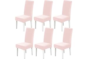 Xundefeng Soft Velvet Dining Chair Covers for Dining Room Set of 6 Pack Slipcovers Chairs Cover Stretch Slipcover, Pink