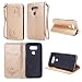 Produktbild Lonchee LG V20 Wallet Tasche Brieftasche Schutzhülle , geprägten Design Hochwertige PU Leder Folio Tasche Case Hülle im Bookstyle mit Standfunktion Kredit Kartenfächer (golden)