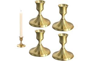 CALENXY Juego de 4 candelabros dorados, candelabros de varilla, portavelas doradas, velas vintage, soporte para cena, boda, mesa, Navidad, Adviento, salón, corona de Adviento