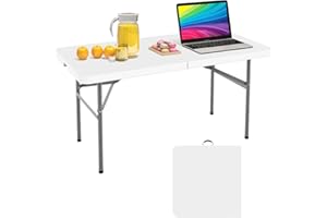 Todeco Table Pliante Camping, Table de Jardin Plastique, Traiteur Pliante Table en HDPE, Pieds en Acier Pelliculé Gris, 122 x 61 cm, Table Transportable pour BBQ Barbecue Pique-Nique