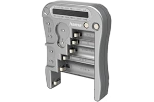 Hama Testeur de piles Universel (Testeur de batterie Universel pour piles AA/AAA/C/D/N/E/CR123A/CR2/CR-V3/1,5V/3V/2CR5/CR P2, piles boutons, Afficheur LCD) Gris