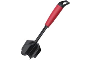 Ourokhome Premium Hamburger Meat Chopper, 5 Curved Blades Ground Beef Masher Smasher for Ground Turkey, Avocado, Potato, Beans, Boiled Egg, Heat Resistant and Non Stick Kitchen Hacks, Black and Red