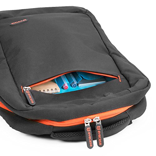 Evecase 15.6 Zoll Universal Laptop Rucksack mit Trolleybefestigung – Schwarz / Orange - 6
