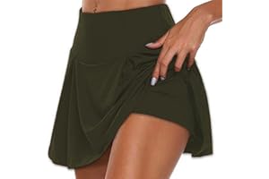 LIPIODOL Faldas Mujer de Golf Pilates Fitness Correr Deporte Falda Pantalón Deportiva de Tenis 2 En 1 con Pantalones Cortos Incorporados en la Cintura Trasera