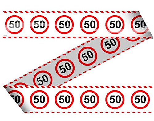 50.Geburtstag Deko Absperrband mit Verkehrsschild 50 Länge 15m lang Dekoration zum 50er Geburtstag Party oder andere Anlässe - 2