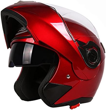 Male Motorcycle Dual Lens Open Helmet Half Helmet Full Coverage Antifog Four Seasons Women Full Helmet Summer,RedWithAnti-fogWhite-XL