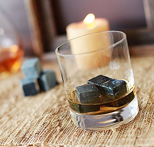 Gearmax® 9er SET Whisky-Steine aus natürlichem Speckstein für Getränke „on the rocks“, Kühlsteine im praktischen Stoffbeutel - 4