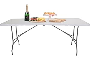 HJH Office Tavolo da campeggio pieghevole 152x70 cm Easy UP Multi II con maniglia di trasporto Tavolo pieghevole per 6 persone Bianco, 830053