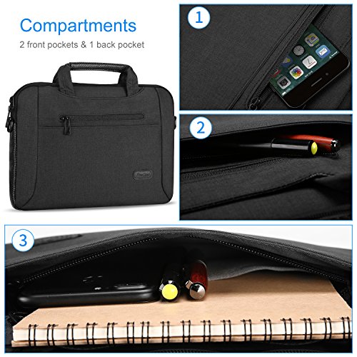 ProCase Laptop Messenger Umhängetasche Aktentasche Tasche Sleeve für Notebook Ultrabook Tablet Notebook Macbook Chromebook Computer schwarz 11 – 12 Inch - 2