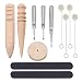 Produktbild 12 Stück Leder Craft Edge Skiving Beveler mit mit multi-size Massivholz Leder Craft Edge Zupfbürste Poliermittel, Schleifen-Streifen und Wolle Farben