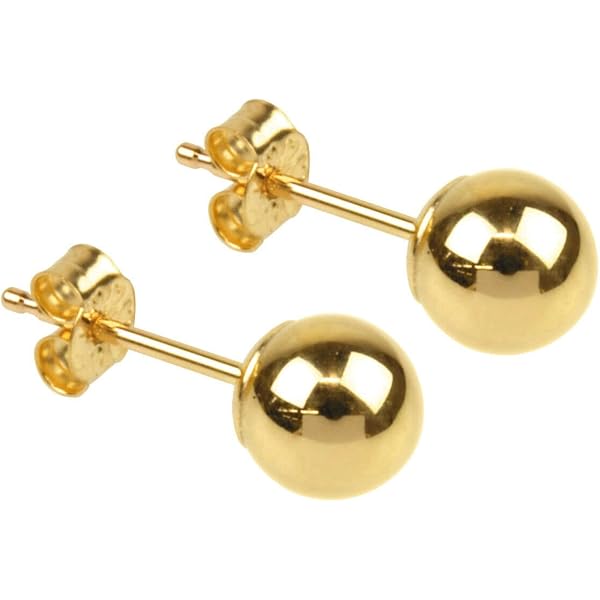 Orecchini a sfera con incisione a stella 7 mm, oro giallo