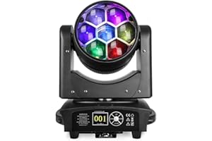 BETOPPER Teste Mobili 7 * 40W Luci Discoteca con Controllo Pixel, RGBW Beam/Wash/Zoom Bee Eye,Luci Spot per Illuminazione da Palco con Attivazione Sonora per Party, Club, Bar, e Casa (LM0740D))