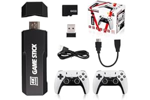 KOBONA Retro Game Console with 64G Card,Built-in 40000+ Classic Games,Plug and Play Game Console,4K HDMI Output, Video Game Stick with Dual 2.4G Wireless Controller, Gift for Adults and Boys