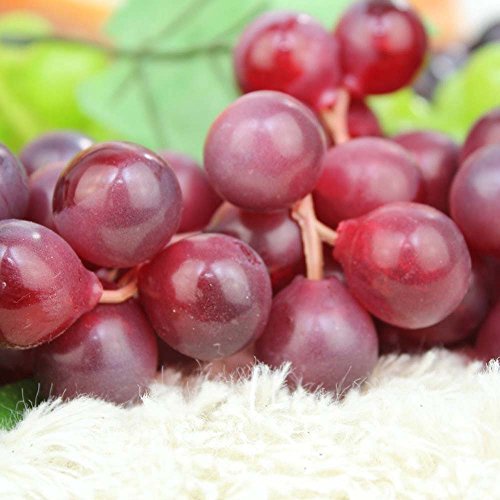 Wady 2pc Deko Kunststoff Weintrauben Wein Trauben Kunstobst Plastikobst künstliches Obst Gemüse Dekoration 2 mal 17cm (Lila) - 4