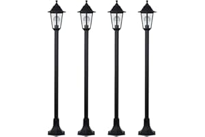 MiniSun | Traditional Victorian Style 1.2m Black Lamp Post Bollard Lights | Post Lights, Home Décor & Improvement Essential | Set of 4