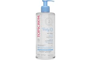 Topicrem - Baby, Gel Lavant Doux Corps, Visage, Cheveux - Nettoie en Douceur, Protège, Hydrate 8h - Gel Nettoyant Bébé Sans Savon, Parfum Délicat, Peaux Sensibles, Fabrication Française - 500 ml