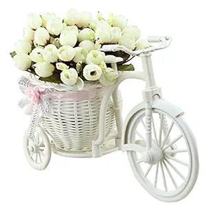 TiedRibbons Cycle Shape Flower Vase for Living Room with Peonies Bunches