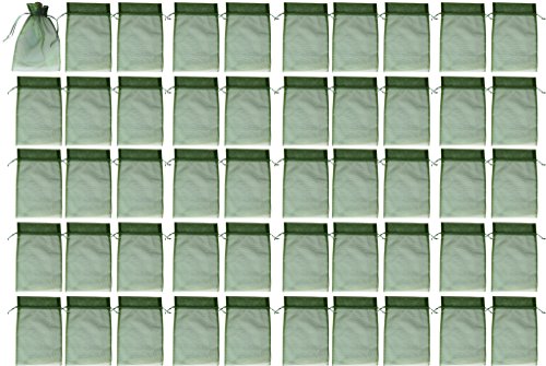 50 Organzasäckchen, Organzabeutel flaschengrün ca. 30x20cm - wirkungsvoll als Schutz der Trauben vor Wespenfraß, der Kirschessigfliege, weitererer Insekten und Vögel