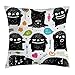 Produktbild GONIESA Funny Throw Pillow Cushion Cover, Playful Imaginary Quirky Ghost Creature Beast with Hearts and Rainbows Love Me Theme, Decorative Square Accent Pillow Case, 18 X 18 inches, Black Blue