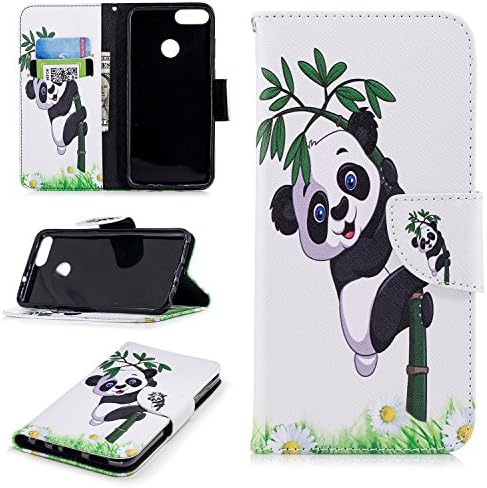 HongHushop Wallet Case for Huawei P Smart PU Leather Flip Case Folio Cover Cute Panda Pattern PU Cover Magnetic Bookstyle Built-in Stand Card Slots Wallet Case Full Protection Soft Silicone Inner Case for Huawei P Smart / Huawei Enjoy 7S