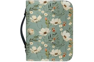 Kuiaobaty Watercolor Daisy Flowers Bible Cover Case with Bookmark, Countryside Style Floral Book Bag Protector Pouch, Faux Leather