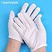 Produktbild 12 Paar 100% Baumwolle Allgemeine Zwecke weiß Handschuhe Feuchtigkeitsspendende Futter Handschuh Gesundheit Musik Arbeit Weiches Inspektion für Münz Jewelry Photo Beauty Soft-Hand Leichtes Tuch Kosmetik Spa Hand Männer Frauen