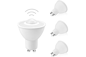 DoRight 4X Sensor de Movimiento GU10 Reflectoras de 5W Bombillas LED Activadas por el Movimiento Blanco Cálido 3000K, Rango de Detección de Hasta 7 Metros, ángulo de Detección de 120 Grados