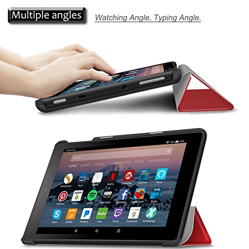 Hülle für Fire HD 8 (7. Generation – 2017) / das neue Fire HD 8 (6. Generation – 2016), Infiland Ultra Slim Lightweight Schutzhülle Cover für Fire HD 8 (8-Zoll-Tablet, 7. Generation – 2017) / Das neue Fire HD 8 Tablet (6. Generation – 2016)(Rot) - 4
