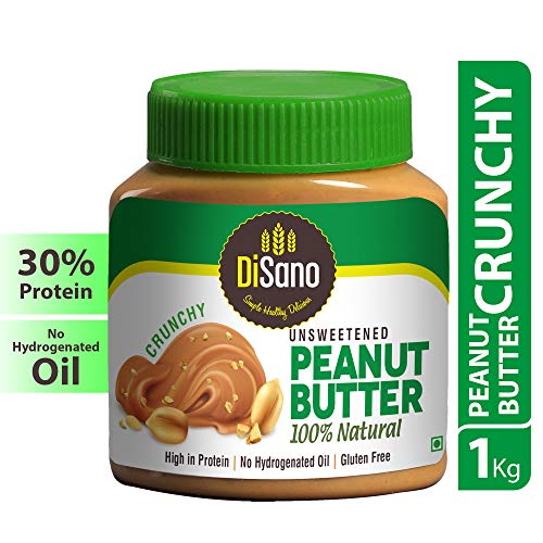 DiSano All Natural Peanut Butter, Crunchy, 30% Protein, Unsweetened, Gluten Free, 1 Kg