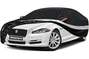 HOLTHLY 10 Layers Car Cover Waterproof Breathable Large for Saloon,100% Waterproof Outdoor Car Covers Rain Snow UV Protection. Custom Fit for Jaguar XJ, BMW 7 Series, Audi A8, etc Black