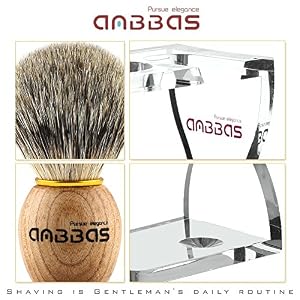 Shaving Set, Anbbas 3in1 Pure Badger Shaving Brush Natural Solid Wood Handle and Shaving Bowl 2 Layers Stainless Steel… - Image 4