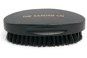 THE SARDAR CO Natural Boar Bristle Beard Brush – 100% Boar Bristles – Solid Black Beech Wood Handle – Softening & Exfoliating – Ideal for Facial Hair Grooming