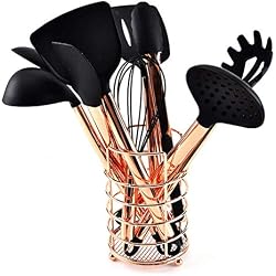 LLDKA Ustensiles de Cuisine Set antiadhésives Ustensiles de Cuisine en Silicone Ustensiles de Cuisine Cuisine SET11 pcs Ustensiles de Cuisine avec des ustensiles en cuivre plaqué poignée en Silicone